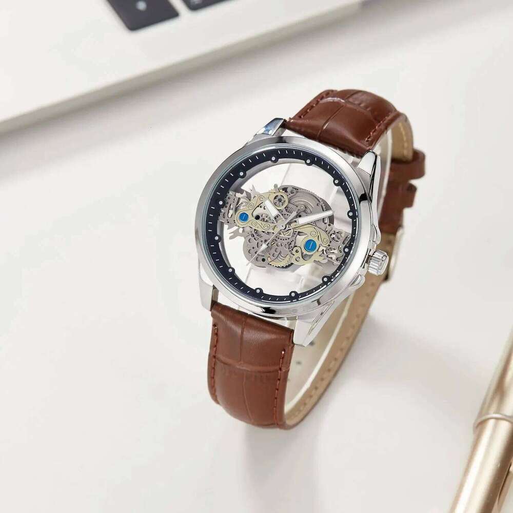 Fashionable casual hollow transparent waterproof night light men's quartz watch relojes para hombres