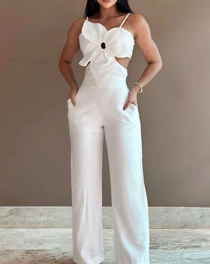 2024 Cross-Border Fashion Casual Backless Jumpsuit for Women