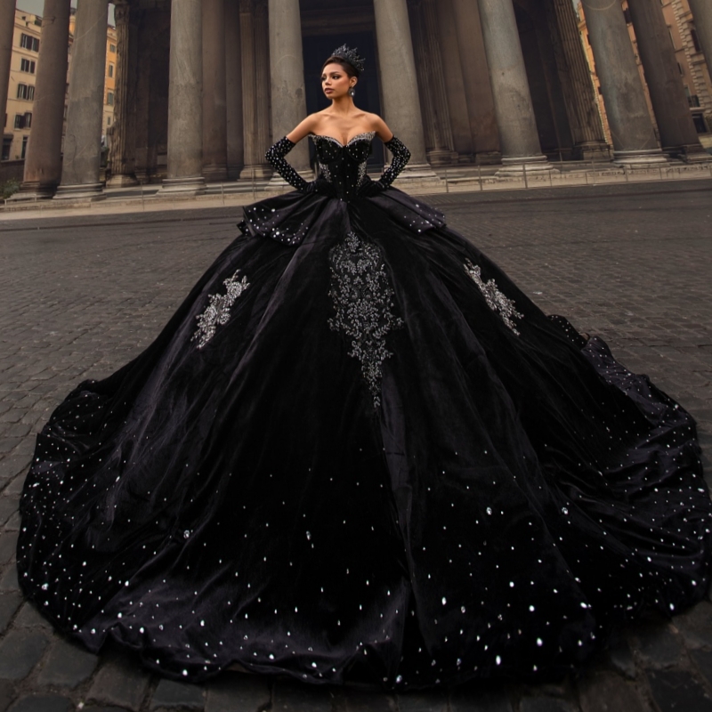 Black Ball Gown Quinceanera Dresses 2026 Applique Lace Beading Crystal Bow Corset Off Shoulder Sweet 16 Dress Vestidos De 15 Anos