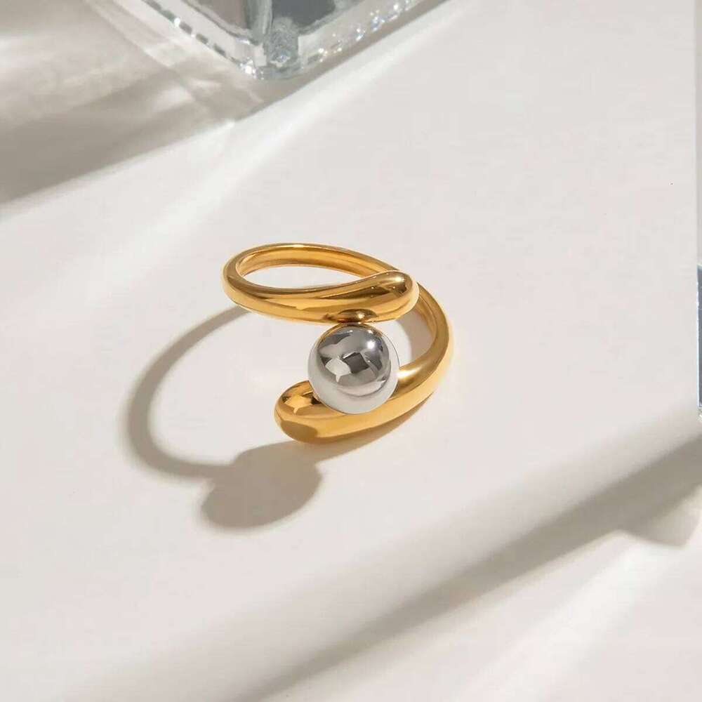 XIANING Trendy Stainless Steel Metal Geometric Hollow Ring for Women 18K Gold Plated Personality Fashion Jewelry H260312