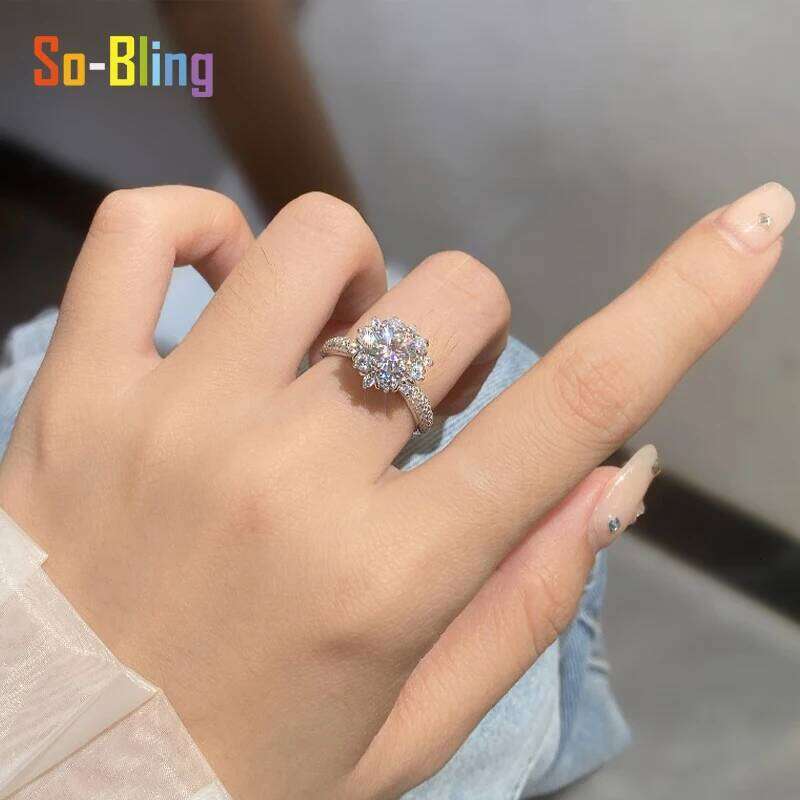 So-Bling 1Carat Moissanite Ring with Gra Certificate 925 Sterling Silver Rings for Women Elegant Fine Party Jewelry H260312