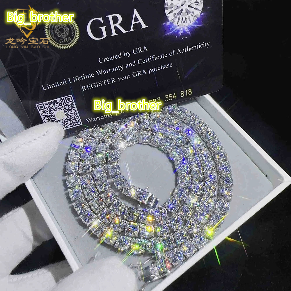 1CT S925 Silver White Gold Plated Moissanite Diamond Tennis Necklace 20inch