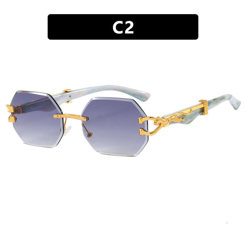 Leopard Head Frameless Polygonal Irregular European And American Cut Edge Ins Internet Celebrity Street Style Sunglasses