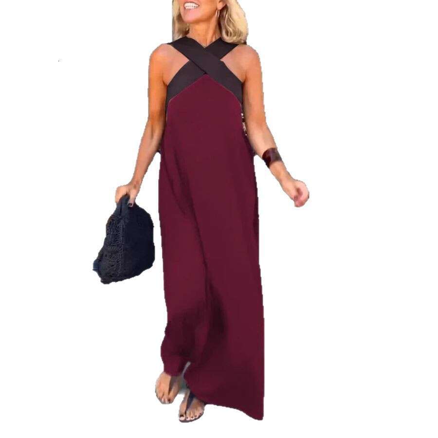 2025 Summer New Cross-Border Women's Clothing Foreign Trade Long Cross Sexy Backless Dress