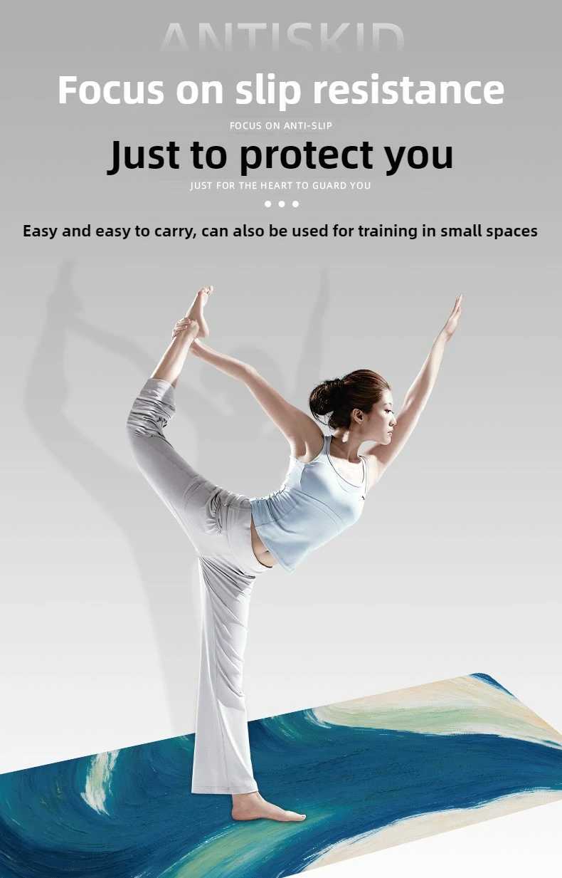 5mm Natural Rubber Suede Surface Yoga Mat Non-Slip Soft Exercise for Yoga Pilates Home Workouts Eco-Friendly for Women and Men M260312