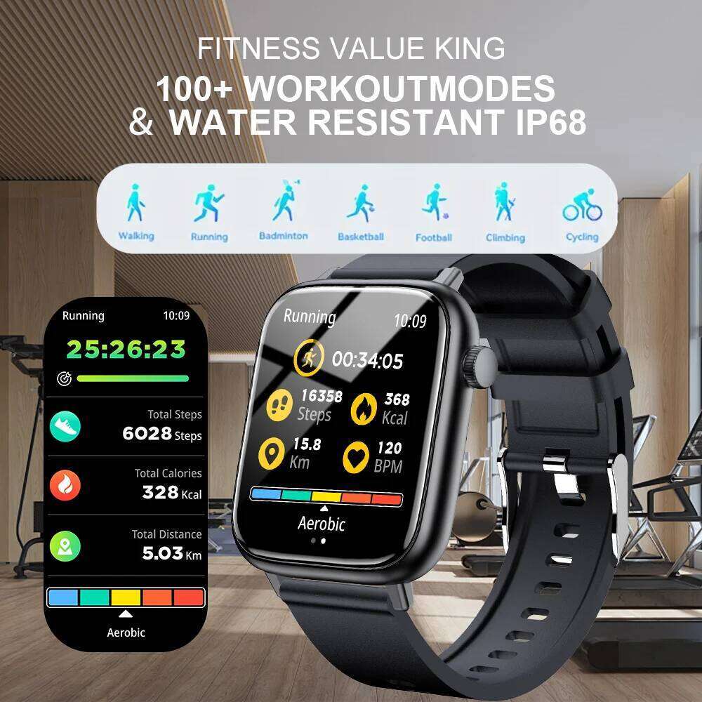 LAXASFIT Fashion Smartwatch Heart Rate Monitor Sports Health Sleep IP68 Waterproof Bluetooth Calling Men and Women Smart Watch