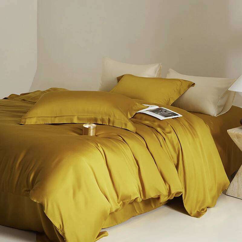 600TC Lyocell Bamboo Fiber Soft Silky Cooling Bedding Set Single Double Queen King Duvet Cover Flat/Fitted Bed Sheet Pillowcases H260312