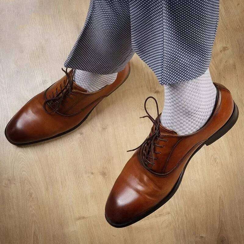 5Pairs/Lot High Quality Bamboo Fiber Business Breathable Deodorizing Men's Casual Socks Large Size EU38-46 Z260312
