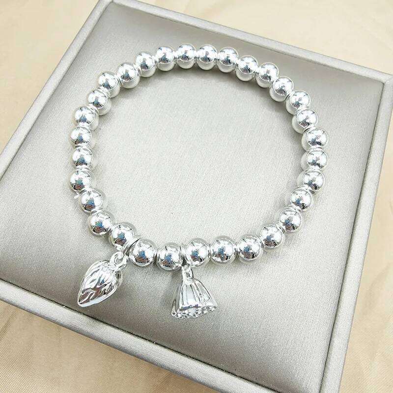Millennium style shaped y2k water drop retro trend niche female personality medieval watch lotus silver bracelet