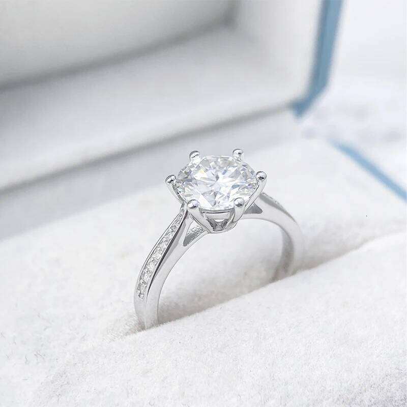 Tezzc 0.5ct 1ct 2ct Moissanite Engagement Ring For Women S925 Sterling Silver diamond Rings Wholesale Jewelry with Certificate H260312