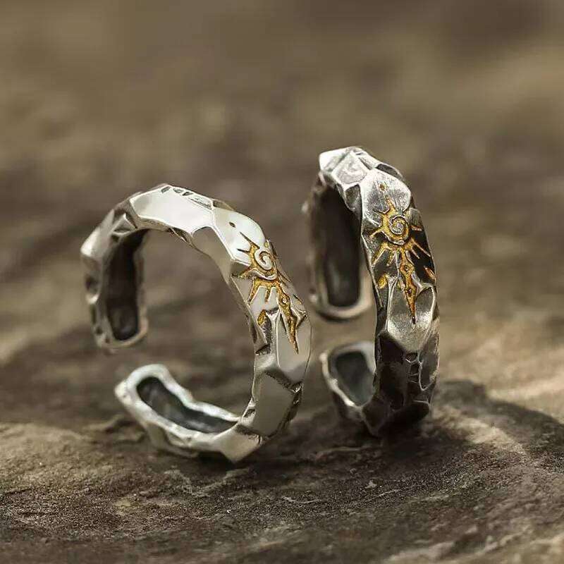 Wishing Stone Self-Discipline for Men, Thai Silver High-End Men's Open Ring H260312