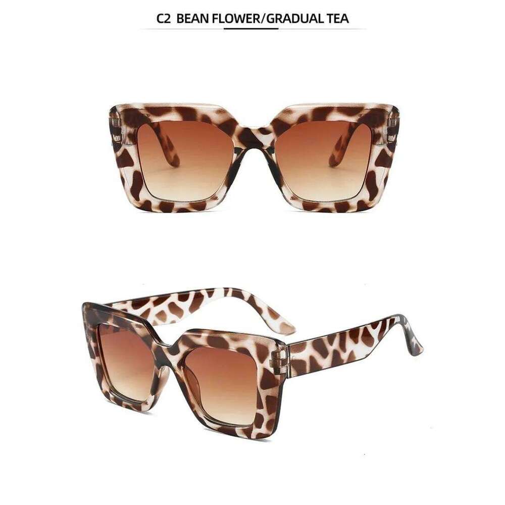 New Fashion Square Women Luxury Sunglasses Retro Designer Men Trending Leopard Blue Green Sun Shades Uv400 Glasses