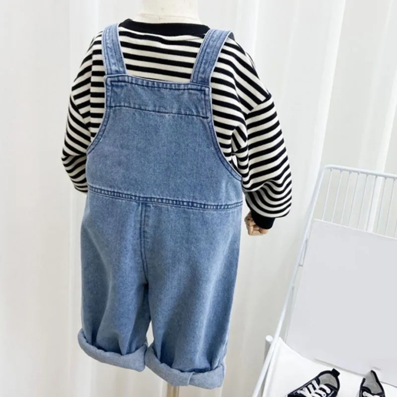 Baby Jeans Kids Solid Jumpsuits Boy Girl Spring Fall Outwear Pant Children Loose Overalls 17Y Toddler Casual Denim Trousers 260311