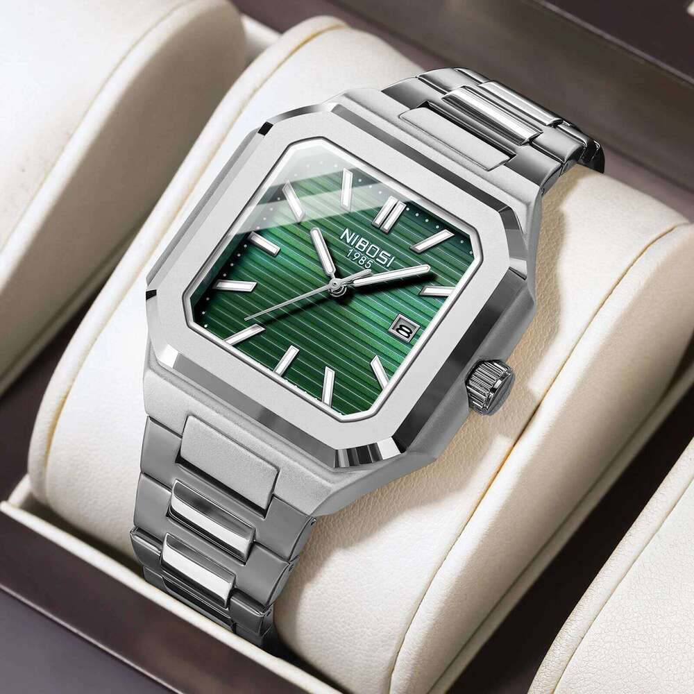 NIBOSI Luminous Square Man Waterproof Business Men Watch Stainless Steel Quartz Luxury Men's Watches Reloj Hombre