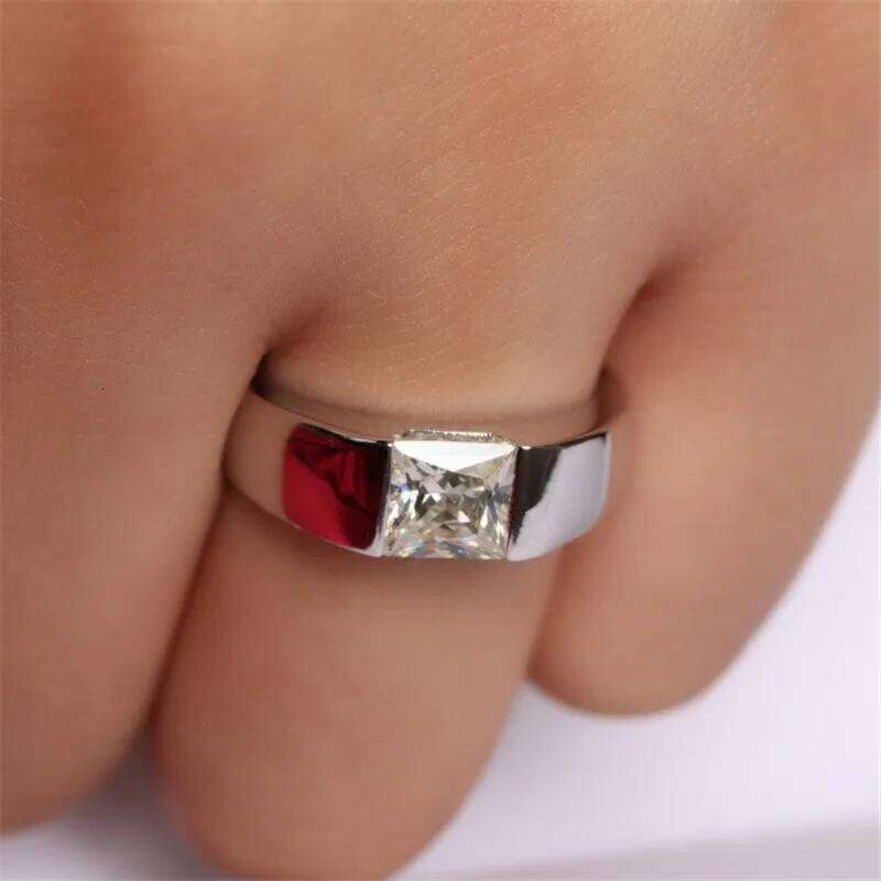 Handsome male ring 925 Sterling silver Princess cut 8mm AAAAA Zircon cz Wedding Band Rings for men Statement Party Jewelry H260312