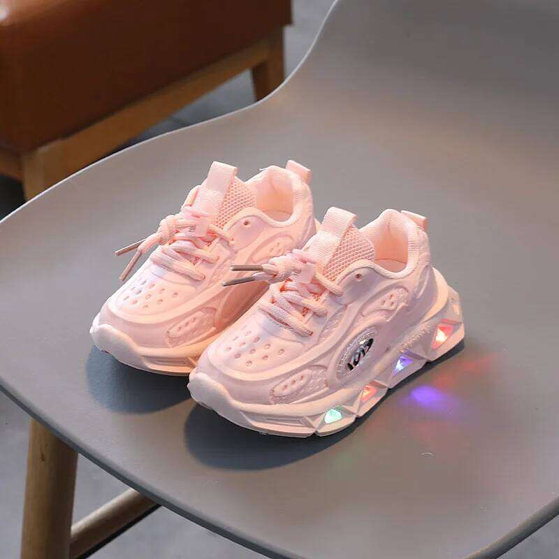 Children Glowing Sneakers Boys Led Lighted Casual 2023 Spring Autumn Candy Color Breathable Kids Girls Sports Shoes H260312