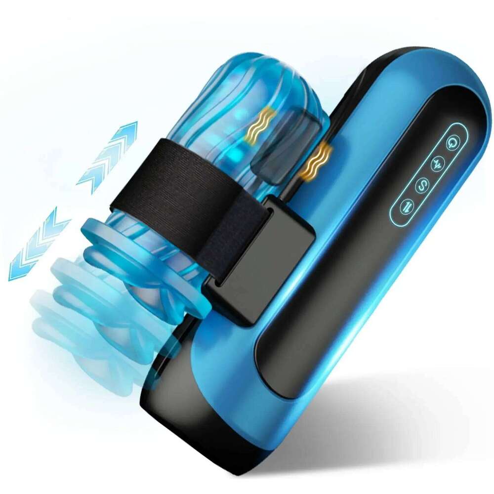 Automatic Male Masturbator Interchangeable Pocket Pussy Blowjob Vibrator with 6 Types of Piston and 5 Speed Modes Adult Sex Toys Z260311
