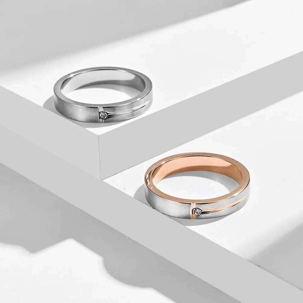 Stainless Steel Round Shinny Zircon Ring for Women Couple Gold Plated Wedding/Engagement Jewelry H260312