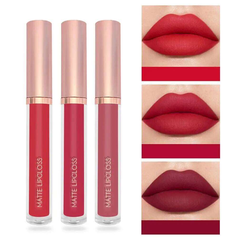 Punk Dark Plum 24H Waterproof Matte Velvet Lipgloss Makeup Long-Lasting Non-stick Cup Lip Glaze Nude Liquid Lipstick Cosmetics W260311