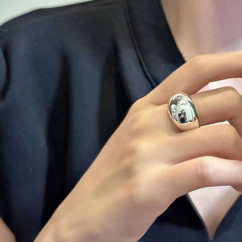 925 Sterling Silver Unique Women Jewelry Finger Adjustable Vintage Smooth Ball Ring For Party Birthday Gift H260312