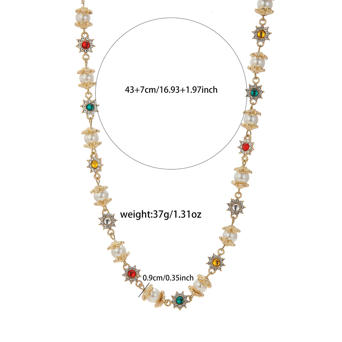 Luxury Brand Designer Jewelry New INS Hot-Selling Pearl Flower Inlaid Diamond Colorful Gemstone Necklace Niche Design Men's Dopamine Necklace