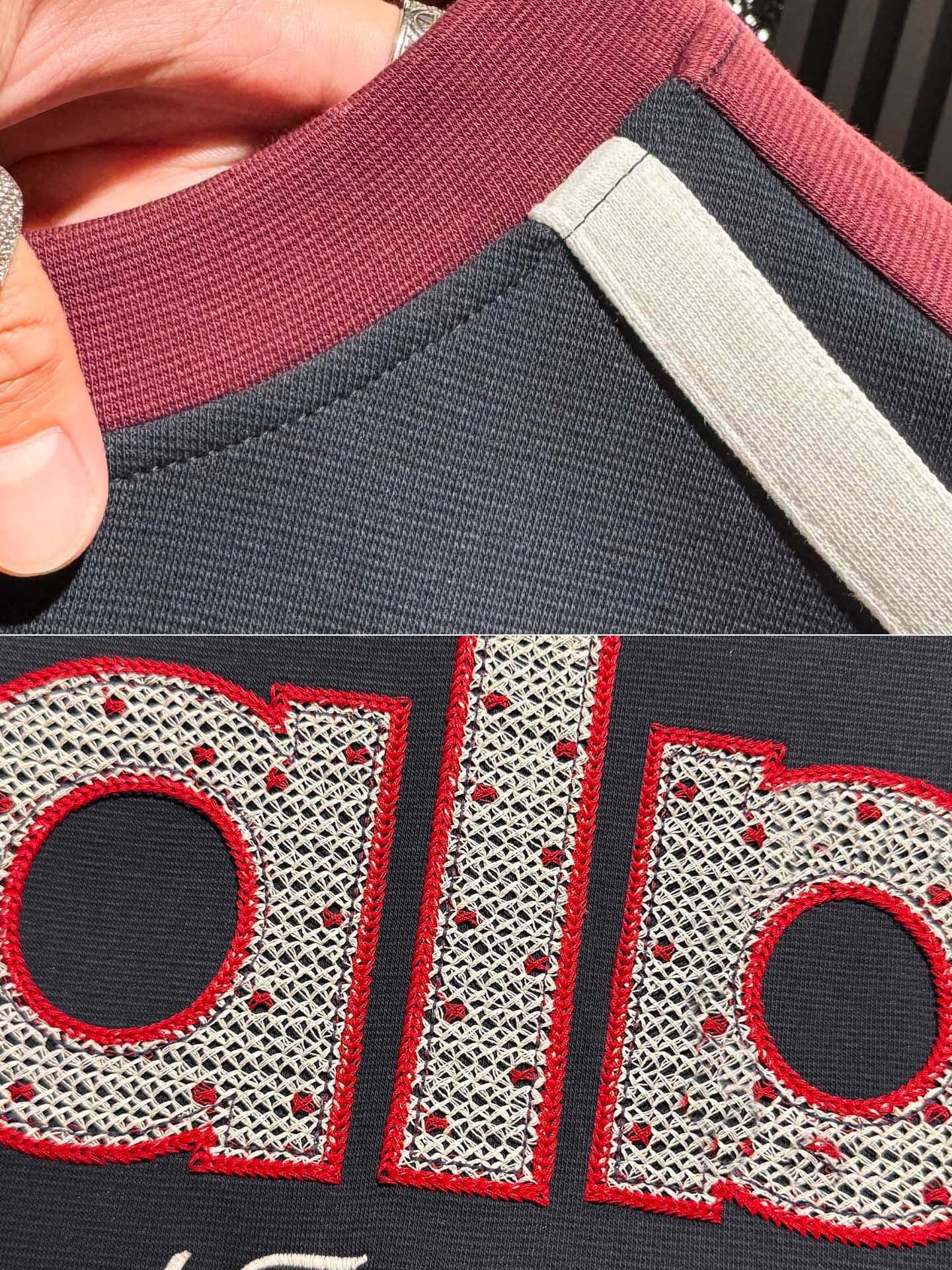 Luma hop European-style high-end embroidered patchwork crew neck sweatshirt, 2025 new autumn and winter trendy brand casual men's long-sleeve top