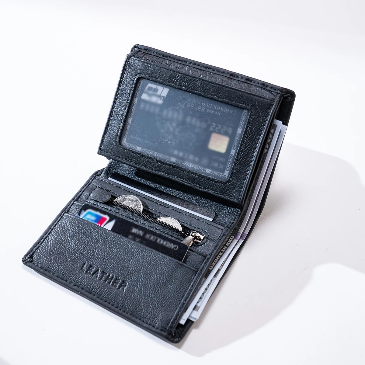 mens wallet Genuine Leather Wallets For Men Coin Purse Vintage Vertical Short Credit Card Holder Money Bag Mens RFID wallet 260304