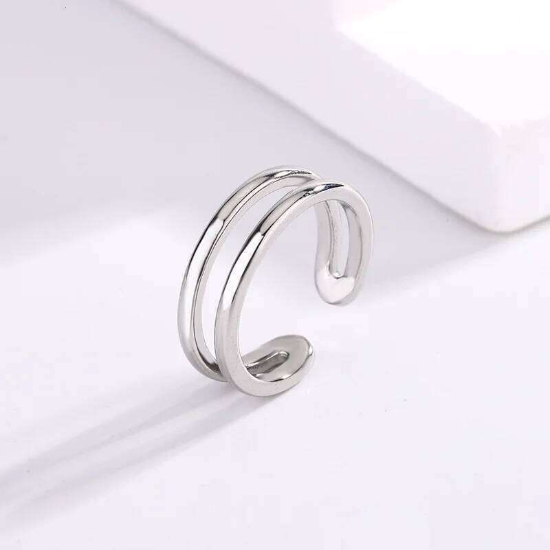 925 Silver Geometry Double-Layer Adjustable Vintage Women's Rings Beautiful High Quality Jewelry Accessories H260312