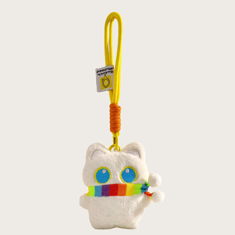 Cute and Adorable Big-Eyed Little Black Cat Plush Toy Bag Pendant Doll Keychain Couple's Birthday Gift Decoration