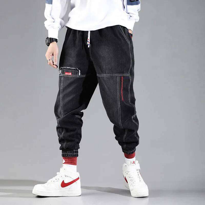 New Streetwear Hip Hop Cargo Pants Men's Jeans Elastic Harun Joggers In Autumn and Spring Men ClothIng 26Y0312