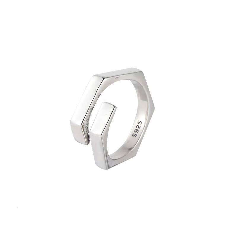 925 Sterling Silver Simple Geometry Adjustable Rings For Women Stackable Designer Jewelry Accessories Prevent Allergy H260312