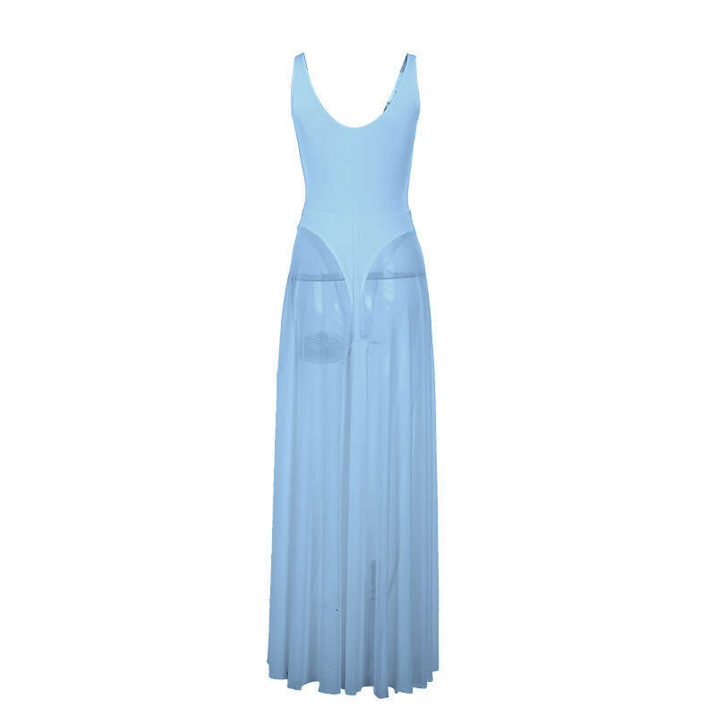 Autumn 2024 New Sexy Long Elegant Socialite Style Vacation Slim Fit Mesh A-line Dress