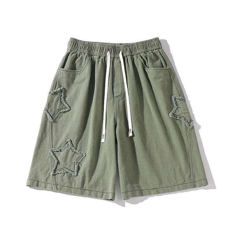 Star Patchwork Men Vintage Denim Summer Basic Simple All-match Hot Sale High Waist Leisure Ulzzang Streetwear Chic Shorts