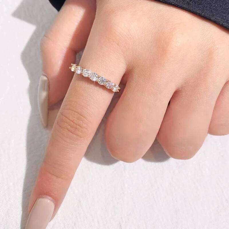 DWJ Real Moissanite Ring 925 Sterling Silver Diamond Eternity Band Engagement Wedding Rings for Women Quality Jewelry H260312