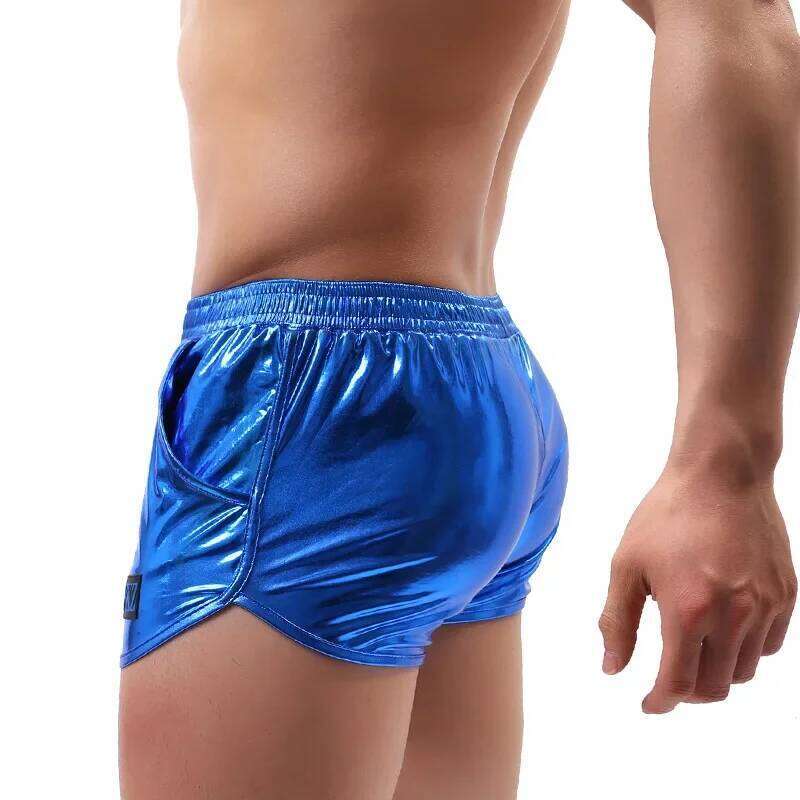 Mens Board Shorts Swimming Trunks Low RiseBikini Swimwear Faux Leather Beachwear Surfing Pants Z260312