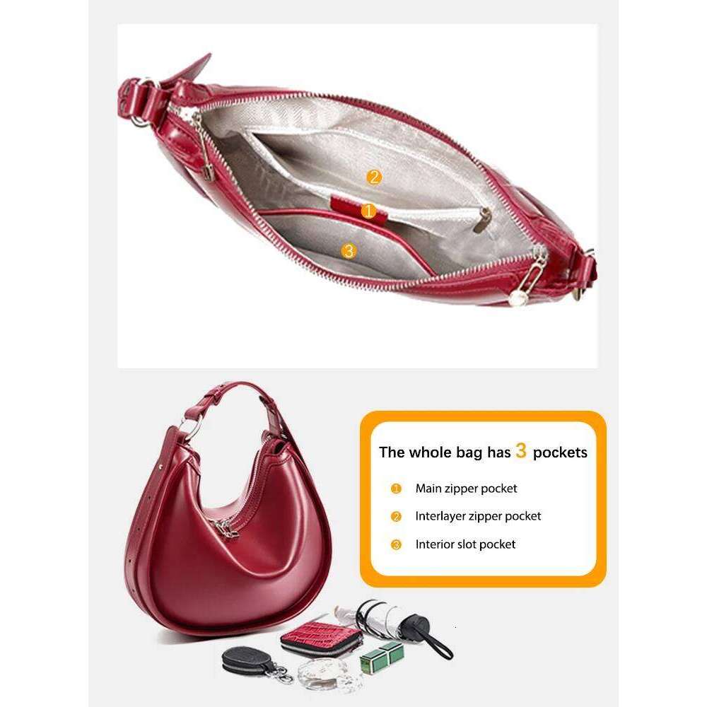 Zency Genuine Women Shoulder Designer Hobo Cow Leather Wine Bag Shopper Top Handle Brown Leather Handbag
