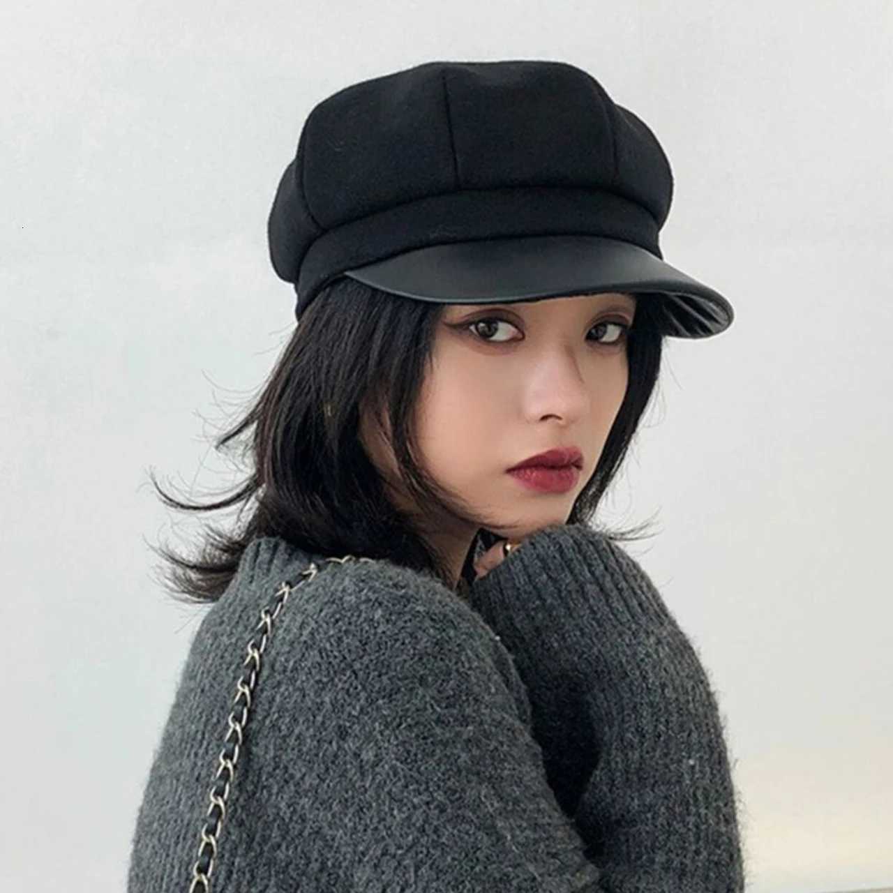 Winter Beret Newsboy Hat for Women Vintage Soft Woolen Octagonal Cap Korean Adjustable Girl Painter Caps H260312 - view 3