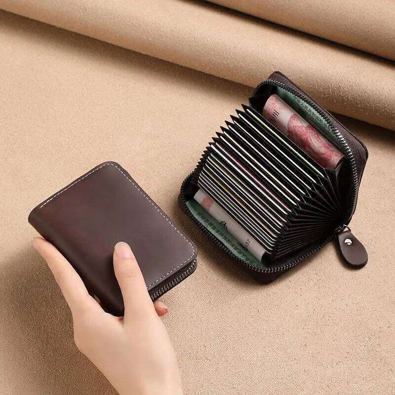 Stylish Large Capacity ID Leather Holder RFID Blocking Compact Case Men's Card Wallet