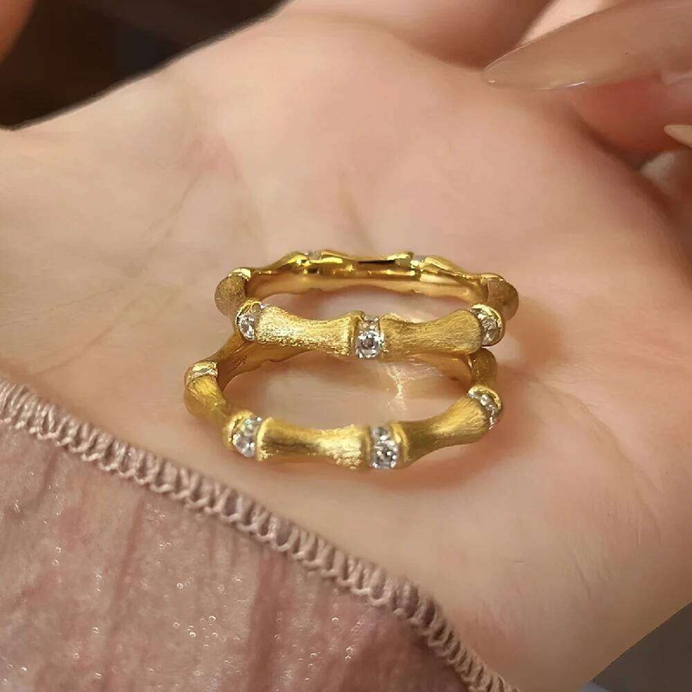 BXINY Moissanite Ring 925 Sterling Silver 18K Gold Plated For Women Men Bamboo Shape Eternity Band Lab Diamond Fine Jewelry Gift H260312