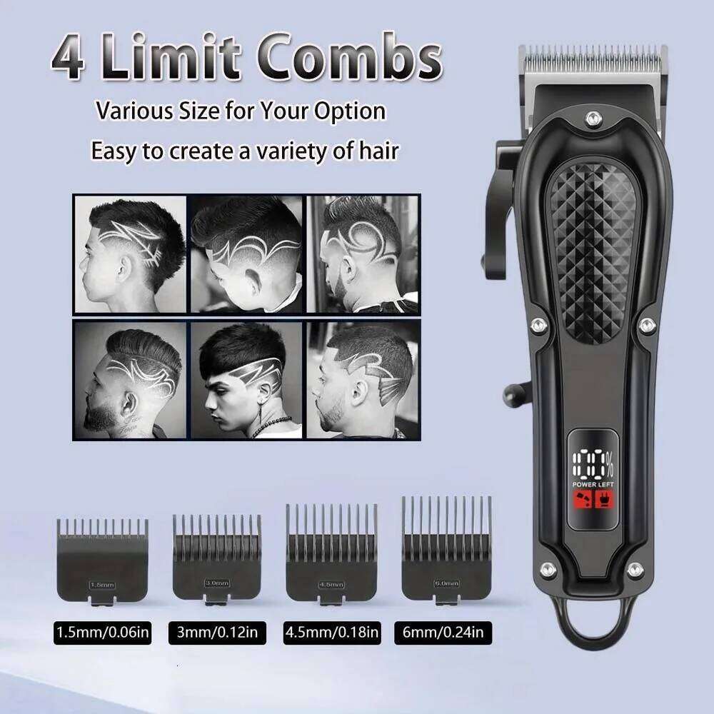 Professional Cordless for Men Electric Barber Clipper & Trimmer Rechargeable Men's Hair Cutting Tools C260312