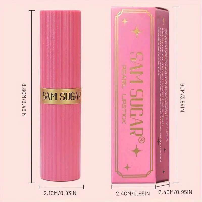 Coral Pearlescent Lipstick - Waterproof, Long-Lasting Shimmer Gloss with Golden Cap, Non-Sticky Formula, Easy Application W260311