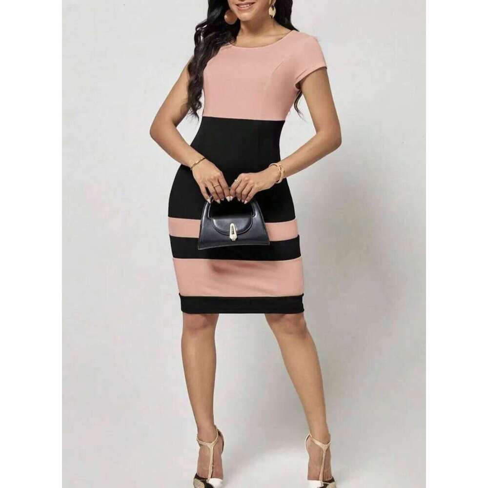 Spring Autumn new European and American womens clothing hot selling styles of stylish slim matching waistband round neck C260312