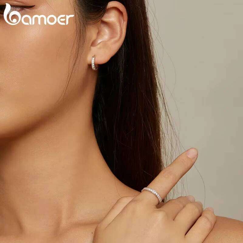 Bamoer 925 Sterling Silver Classic Zircon Engagement Band Promise Bridal Ring Fine Jewelry Gift for Women BSR462 H260312