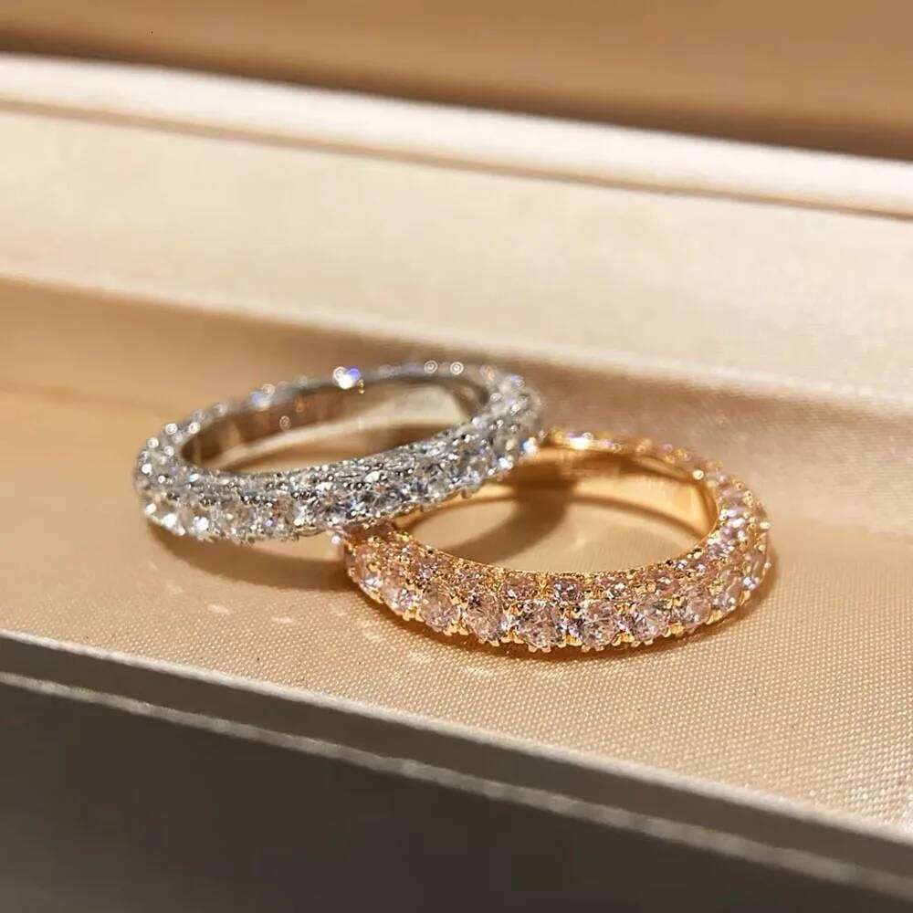 Single Row Round White Zircon Rings For Women Silver Gold Color Promise Engagement Wedding Bands Bridal Jewelry New Year Gifts H260312
