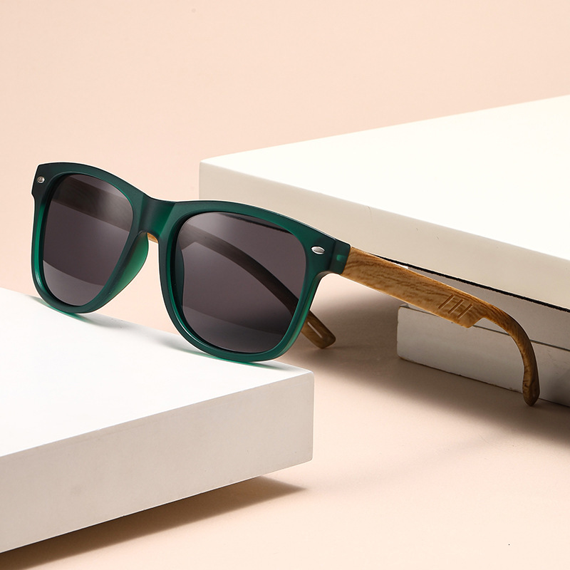 retro leg for men, square wooden sunglasses, new spring-legged color-coated men's sunglasses