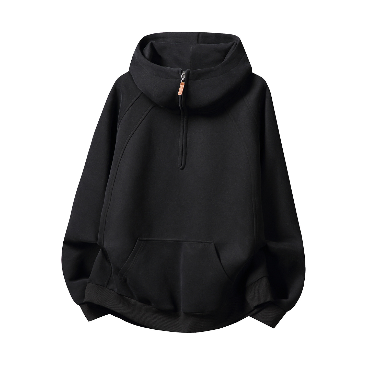 400G Heavyweight Style Half-zip Hoodie For Men Spring Edition Three-dimensional Designer Hoodie Split Solid Color Half-high Collar Hoodie Jacket