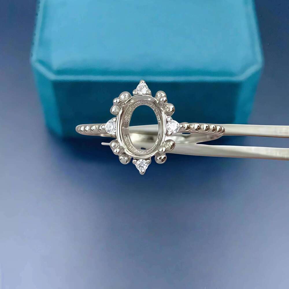 Fashion DIY Ring Empty Holder S925 Sterling Silver Setting 6*8mm Ellipse Stone Fine Charm Wedding Jewelry for Woman Accessory H260312