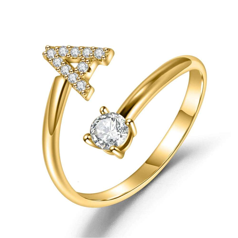 New Design Fashion Pav CZ Adjustable A-Z26 Initial Letter Ring For Women Simple Elegant Jewelry Friendship Party Gift Wholesale H260312