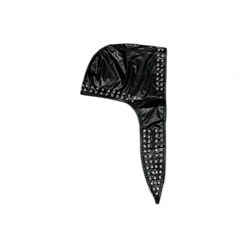 Metal Eyelets Pu Leather Durag Man Hip Hop Punk Rock Beanie Hat High Street Black Leather Cap Headwear 260304
