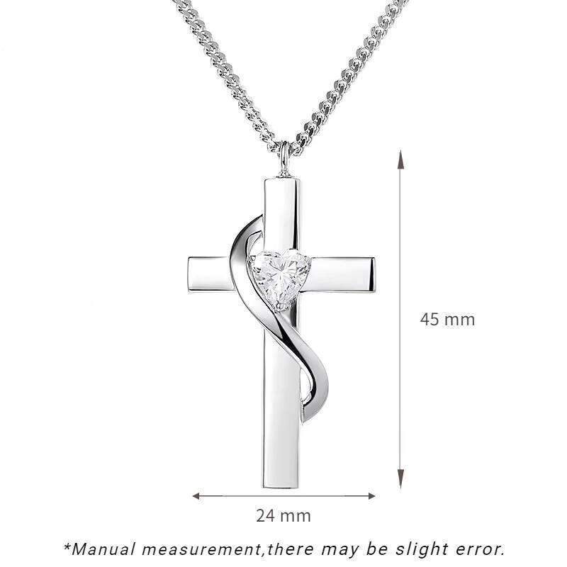 Rhodium Plated Heart Cut Sier Christian Jesus Chain Moissanite Cross Pendant Necklace